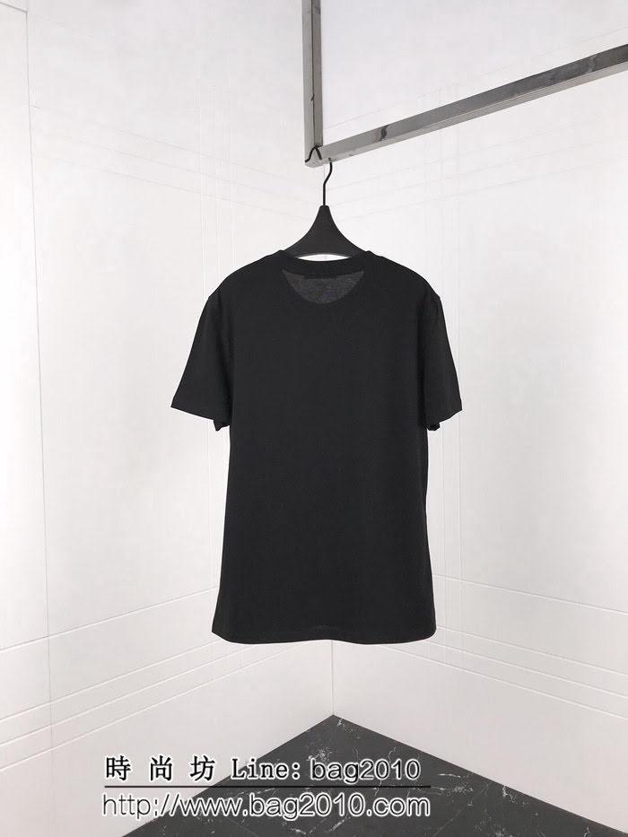 BURBERRY巴寶莉 19ss早春新款 經典格紋 丘比特印花圖案 純棉黑色短袖 男女同款 ydi1789